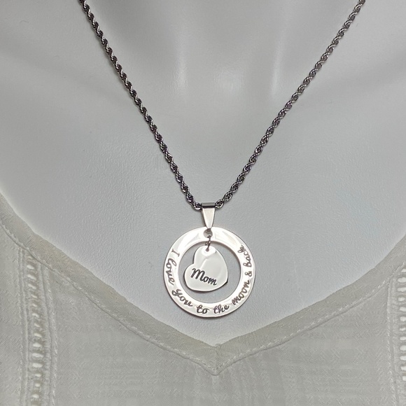 I Love You to the Back Pendant Necklace for Mom - Picture 3 of 3